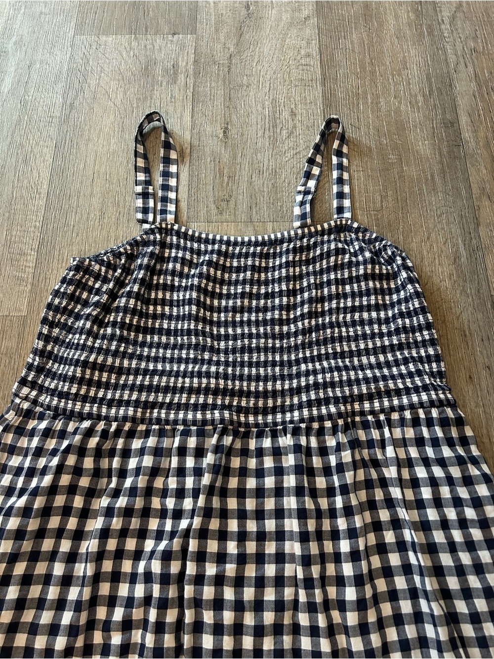 Lane Bryant Navy Blue + White Gingham Midi Dress with Ruffle Hem. Size: L/XL - Picture 3 of 11